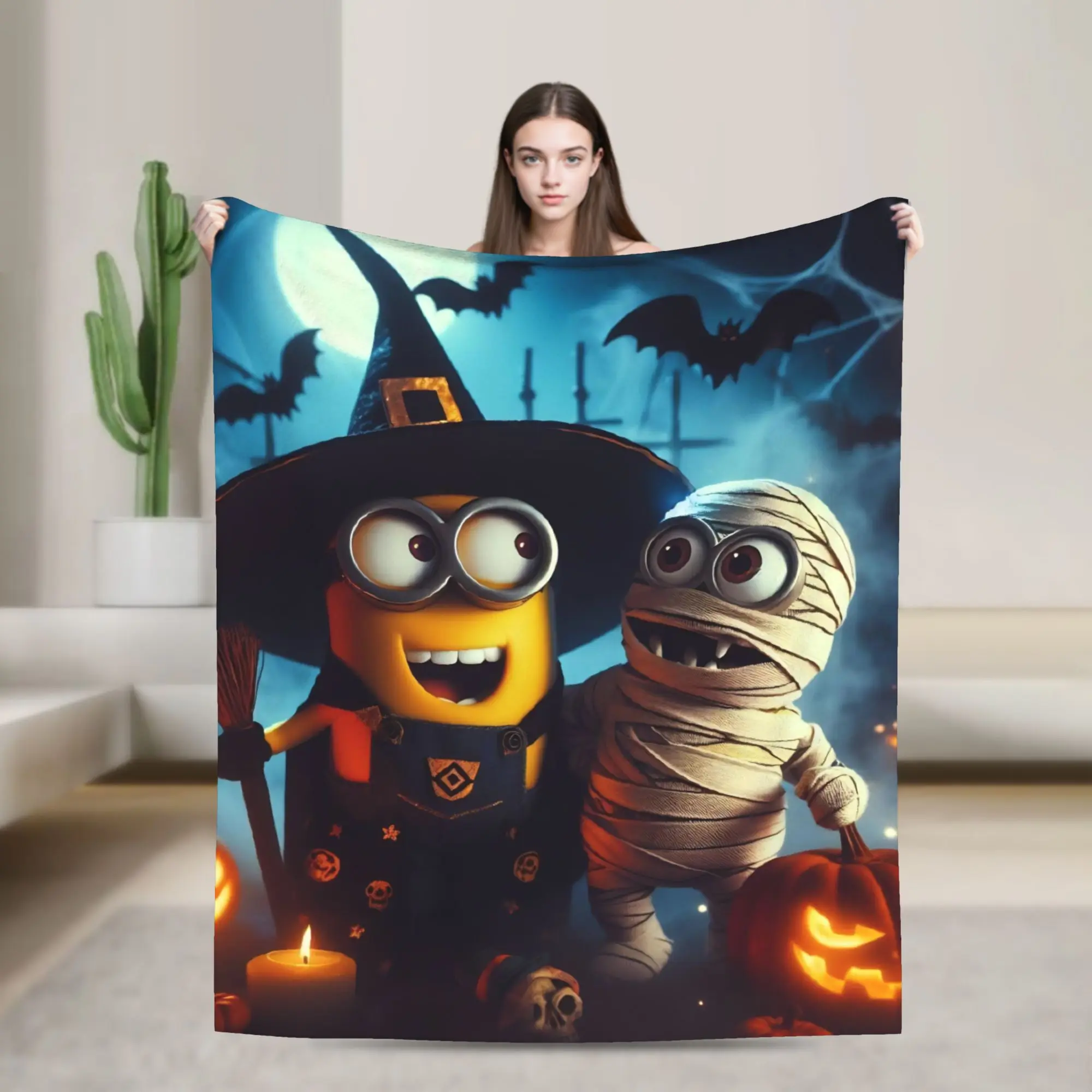 

M-Minions Flannel Blanket Winter Warm Soft Throw Blanket for Kids Adult Outdoor Graphic Bedspread Sofa Bed Cover