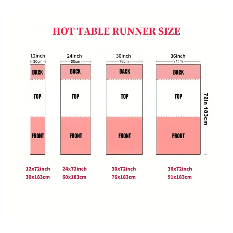 1pc Customizable Table Runner - Vibrant Full-Color Print with Your Logo/Text, for Weddings, Birthdays, Anniversary, & Holidays