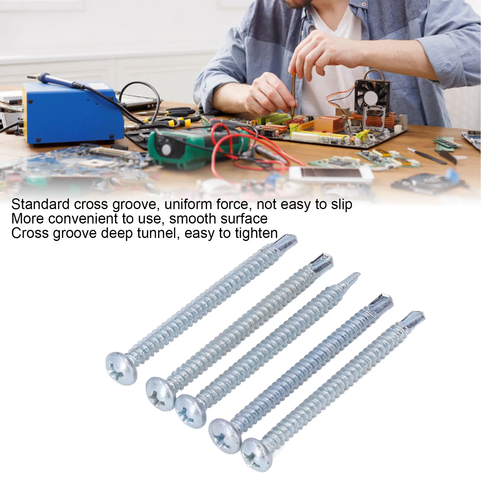 50 Stück selbst bohrende Schraube Kreuz verzinkter Kohlenstoffs tahl Befestigungs elemente Hardware 4,2x50mm Flach kopf