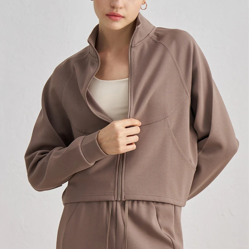 

VITALINOVO женские толстовки на молнии с длинными рукавами для тренировок, куртки для бега с воротником-стойкой, укороченная толстовка с карманами для подводного плавания