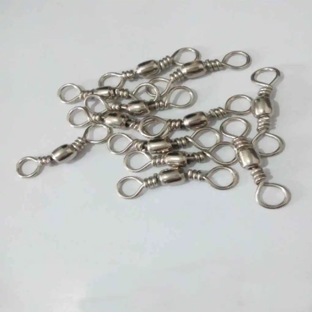 100 Pieces Fishing Swivels Carbon Steel Connectors Portable Flexible Saltwater Ring Tackle Accessories White Size 10