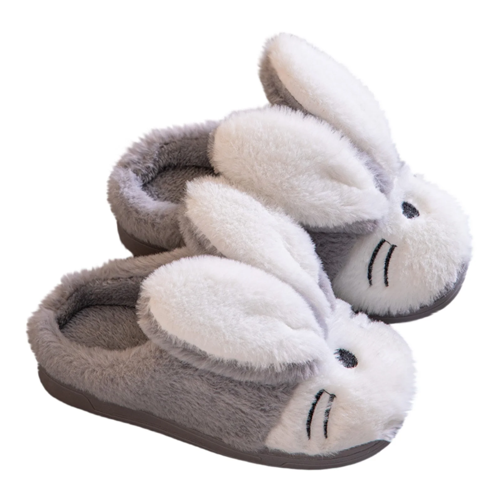 الشتاء الأرنب الكرتون الدافئة نعال من القطن الأطفال طفل الفتيات أرضية داخلية مسطحة عدم الانزلاق غطاء كعب المنزل أفخم الأحذية لطيف #3