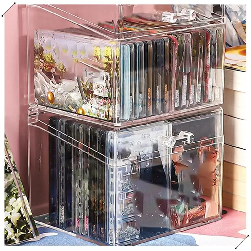 3PCS Photo Card Box Card Storage Box 3 Inch Plastic Storage Box School Stationery