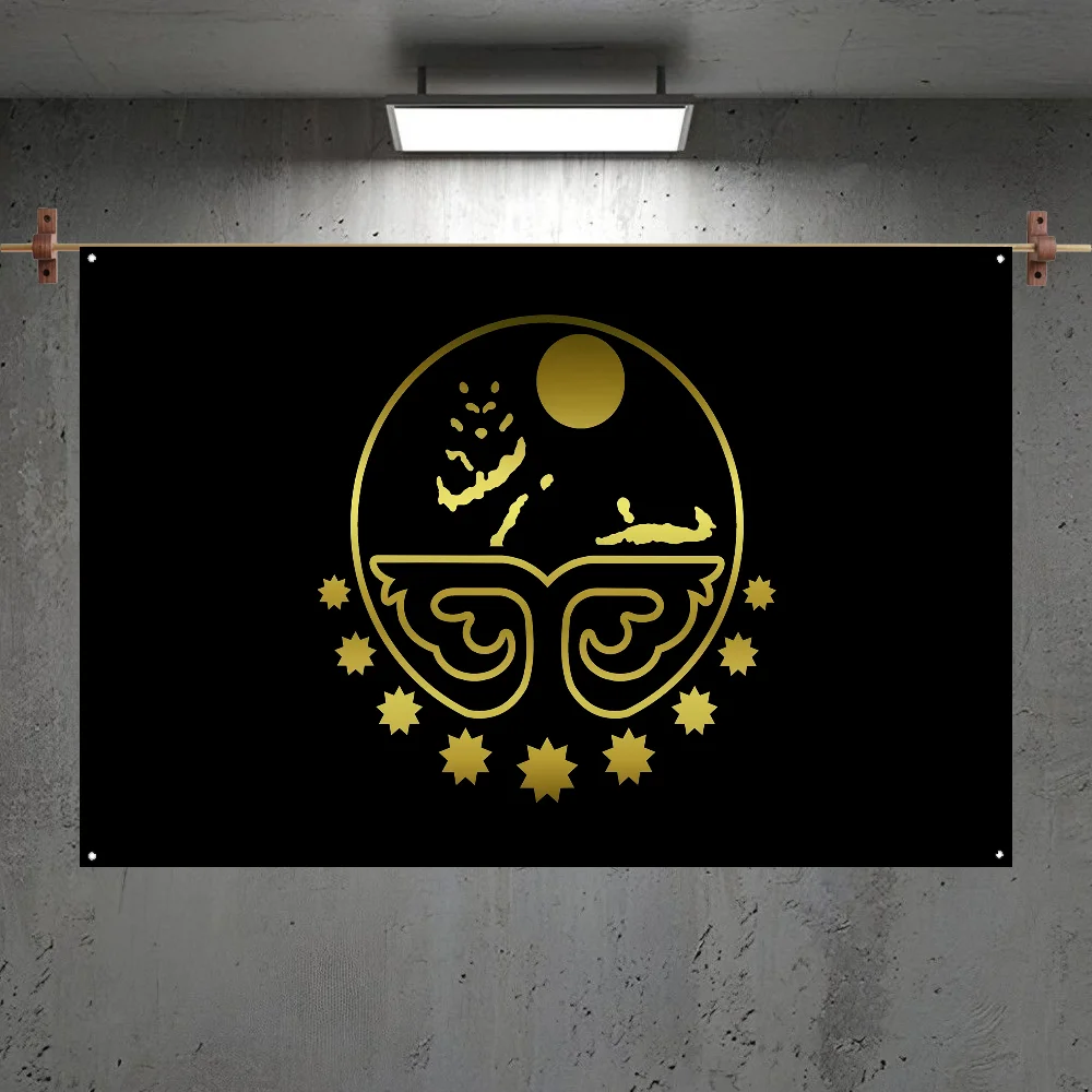 Chechen Republic Logo Map Flag Room Bedroom Home&Outdoor Wall Hanging Concert Printed Background Decoration Art Banner