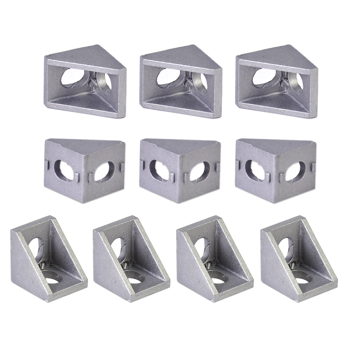 10Pcs Grey Aluminum Bracket 90 Degree Double Side L Shape Corner Joint Brace Right Angle Accessories