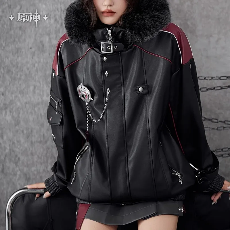 [Genuine] Wriothesley Theme Impression Cotton PU Hooded Jacket Original Genshin Impact Cosplay Costumes Adult Warm Coat