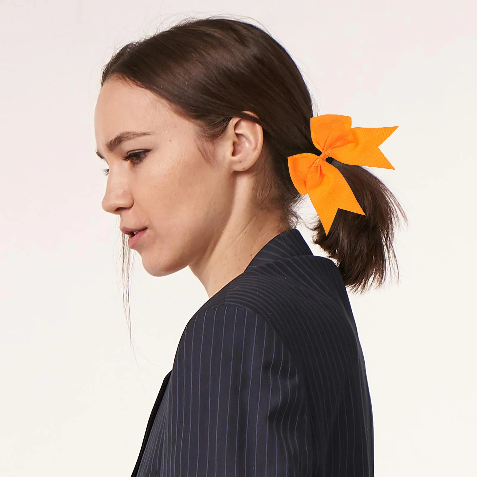 

10pcs Orange Cheer Bows Hair Scrunchies Cloth Material Butterfly Knot Hair Ties For Women Girls Headband Party Wedding Stage Use