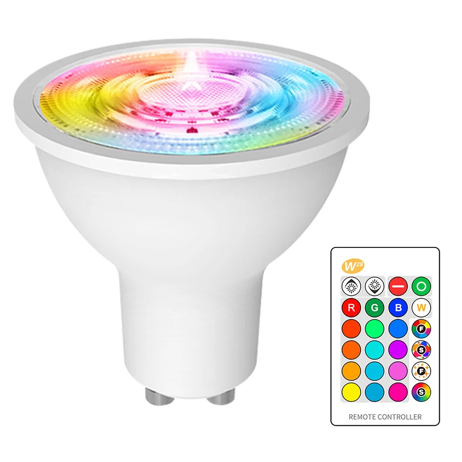 GU10 LED Bulb Light 8W RGB RGBW Dimmable 16 Colors Smart Light Magic Changeable Spotlight Memory Function with IR Remote Control