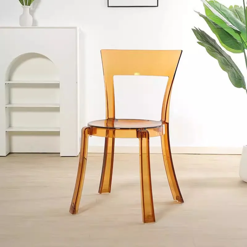 Acrylic transparent plastic home backrest hall Nordic modern simple thickened stackable dining chair