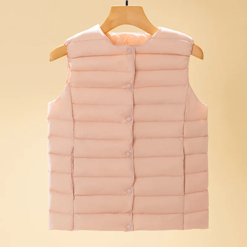 New Arrival Light Weight White Duck Down Waistcoat Women Winter Vest Slim Fit and Round Collar  Down Jacket Women VT-299