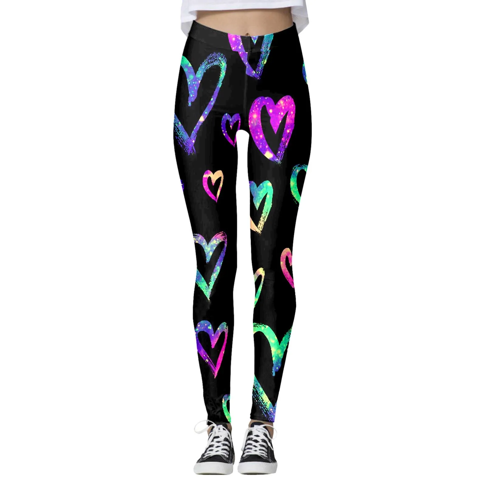 Women Valentine's Day Print Leggings Stretchy High Waist Hip Lift Legging Gym Sports Running Leggins Full Length Workout Tights