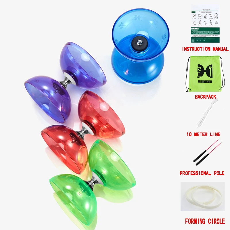 Ensemble Yoyo Diabolo chinois avec 2 bâtons Diabolo, corde et sac en filet, Diabolo à Triple roulement pour enfants, adultes et personnes âgées