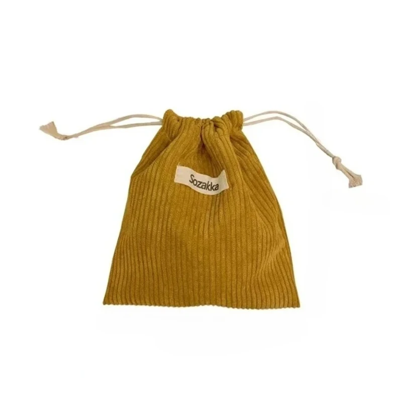 

1pc Solid Color Corduroy Drawstring Cosmetic Bags Christmas Gift Package Storage Bag High Quality Lipstick Candy Organizer Pouch