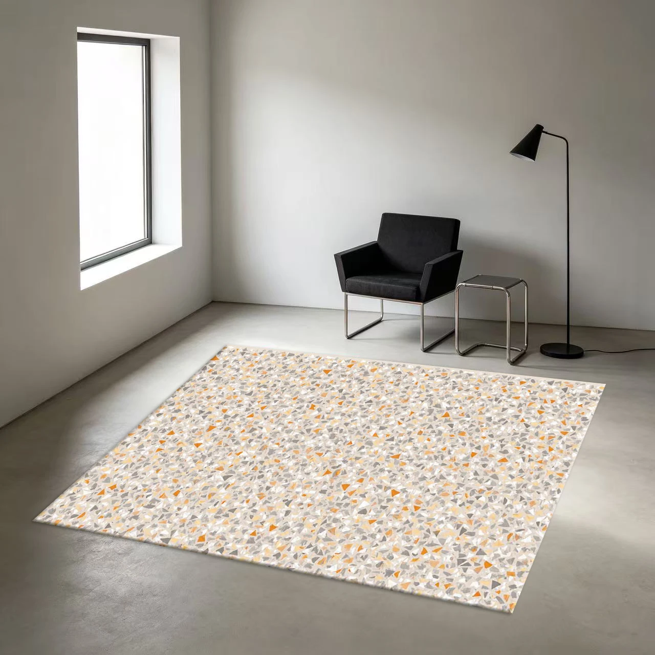 Terrazzo Mosaic Tile Abstract Texture Carpet Floor Non-Slip Printed Carpet, Suitable for Kitchen Hallway Home Floor Decoration