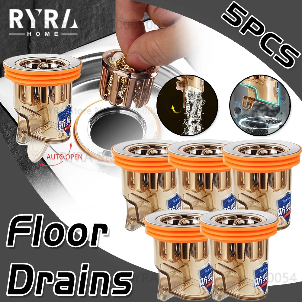 Bathroom Drain Sewer Deodorant Floor Drain Shower Drain Cover For Sink Drain Plug Sewer Odor Blocking Trap Bathtub Drainage