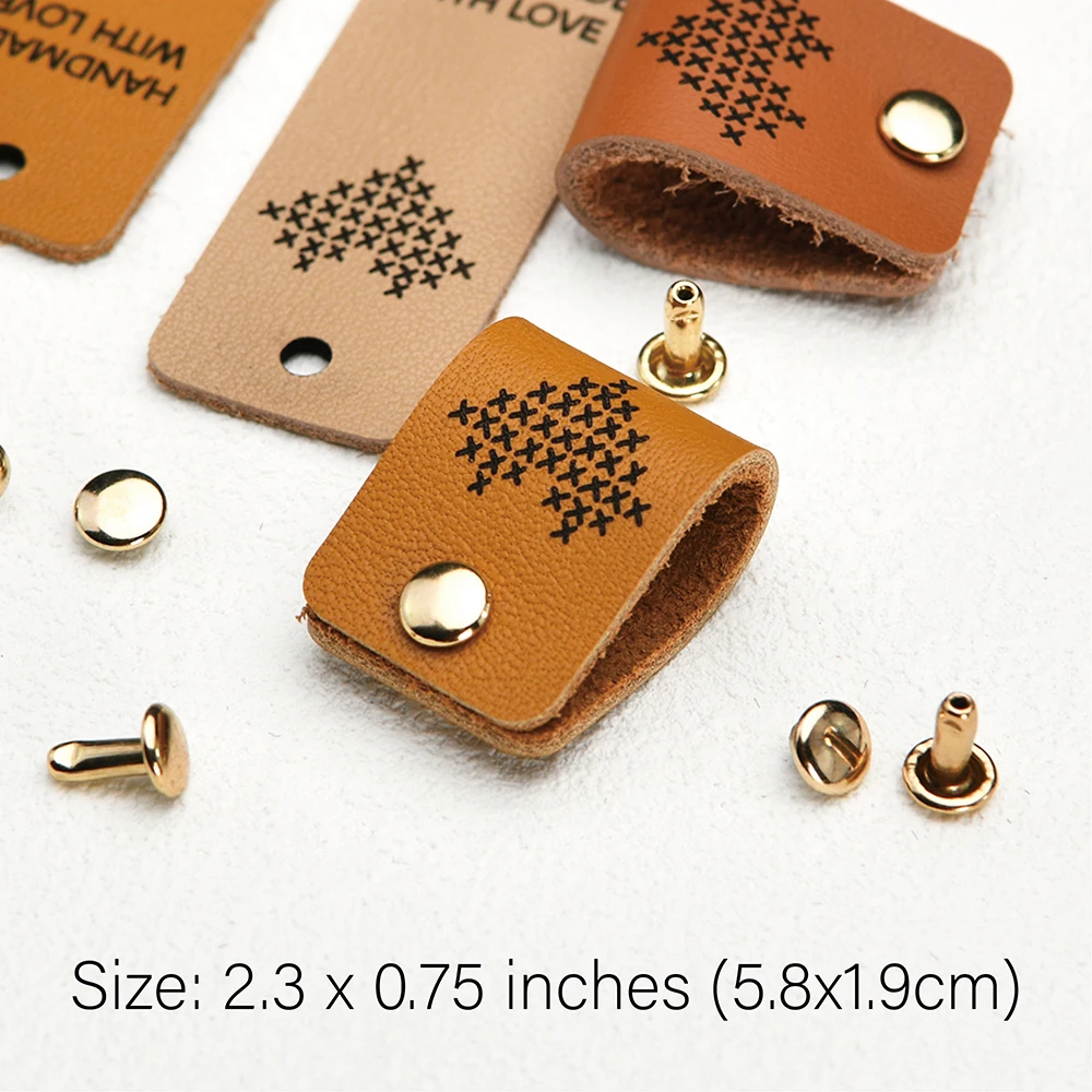 

Custom Leather Labels - Laser Engraved, 1mm Eco - friendly Genuine Leather - for Home Decor, Clothing & DIY - 19x58mm - Free Riv