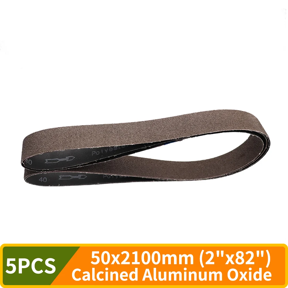 

5PCS 2100*50 mm Sanding Belts Calcined Aluminium Oxide Sanding Belts for Polishing Wood Paint Soft Metal Polishing,40-800 Grits