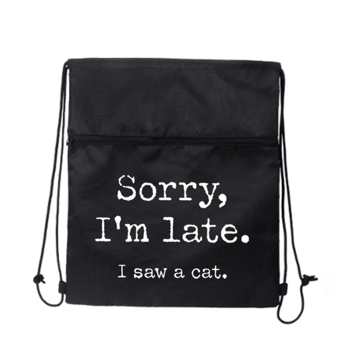 

Извините, я опоздал. Я пилю кот. Дизайн Multi Scene, круглая уличная сумка на шнурке, дизайн на молнии, сумка для отдыха и путешествий, фитнеса