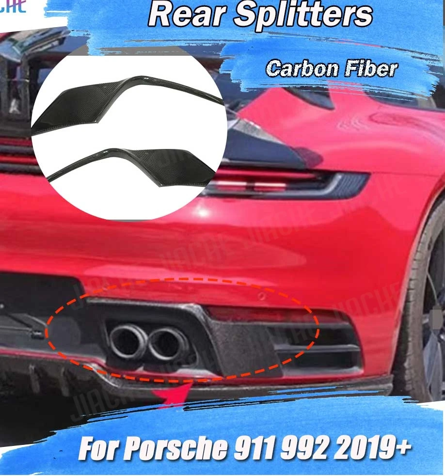 

JIACHE Carbon Fiber Rear Bumper Side Spoiler Cover Guard Plate Splitter Extension Bodykits For Porsche 911 992 2019+ Bodykits