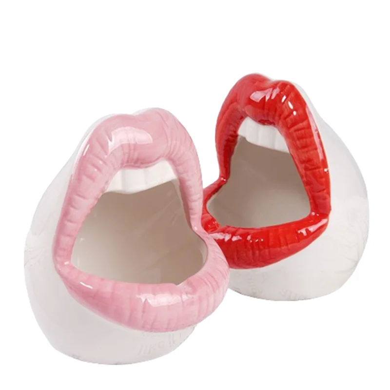 Funny Red lips Mouth French Fries Ceramic Food Bowls Ice Cream Bowls French Fry Cup Holder For Restaurant Party Home