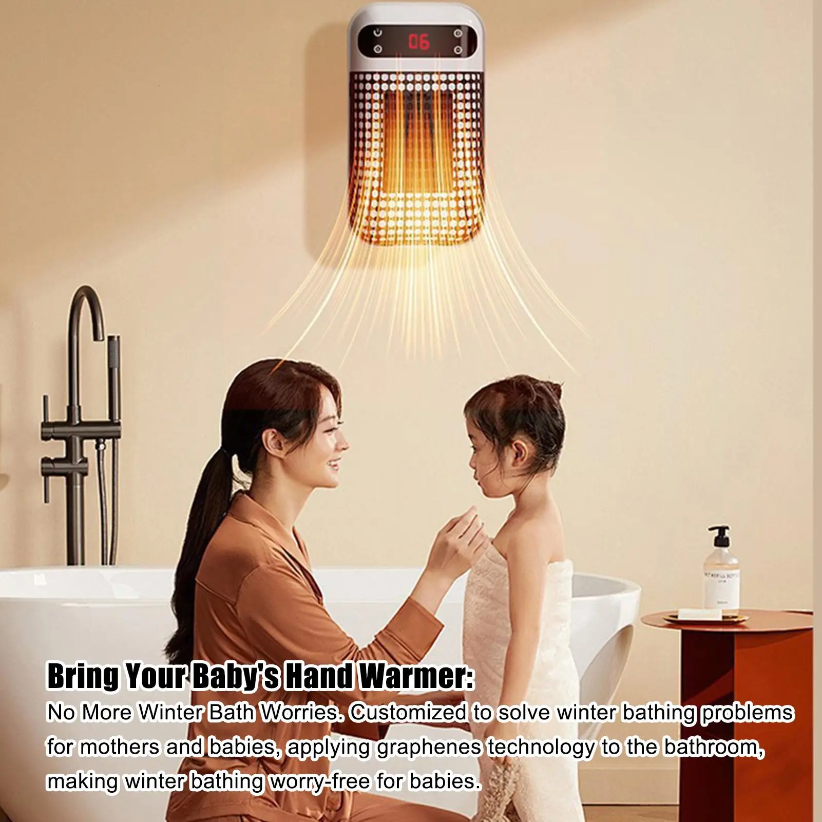 

Small Space Heater Wall Mount Waterproof Shower Heater Bedroom Heating Device For Bathroom Shower Room Bedroom Office Garage