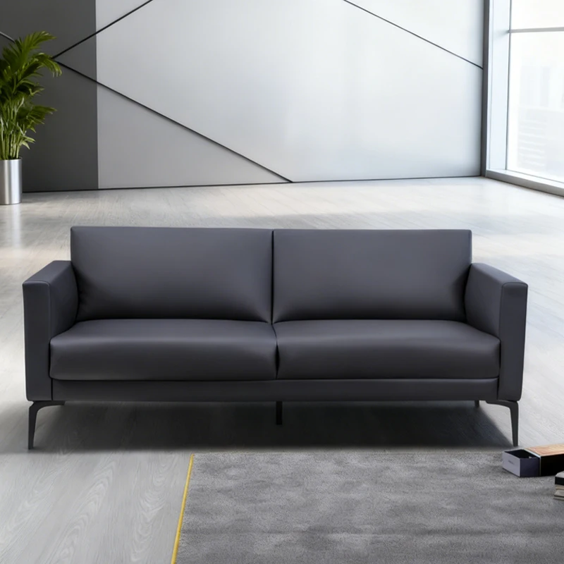 

@#Modern Synthetic Leather Sofa 3 Seater Comfortable Upholstered Couch with Sturdy Wood Frame for Office Home Decoration