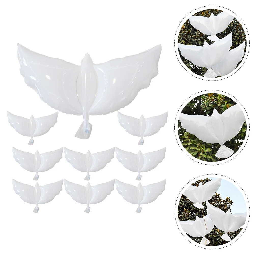 

10 Pcs Peace Dove Balloon Design Balloons White Outdoor Festival Aluminum Film Birthday Party