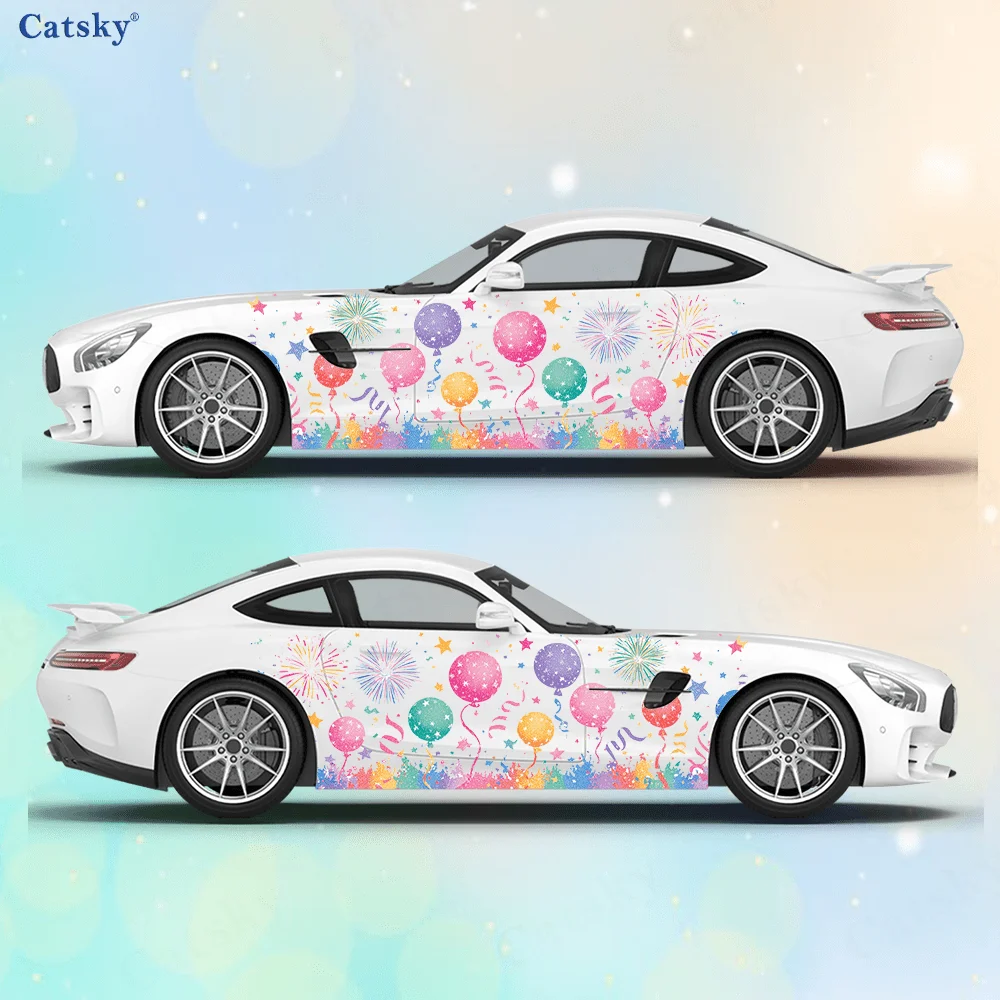 

Colored Balloon Ribbon Splash Decal, Durable, Fade-Resistant, Easy to Install and Remove - Enhance Vehicle Aesthetic Bold Art De