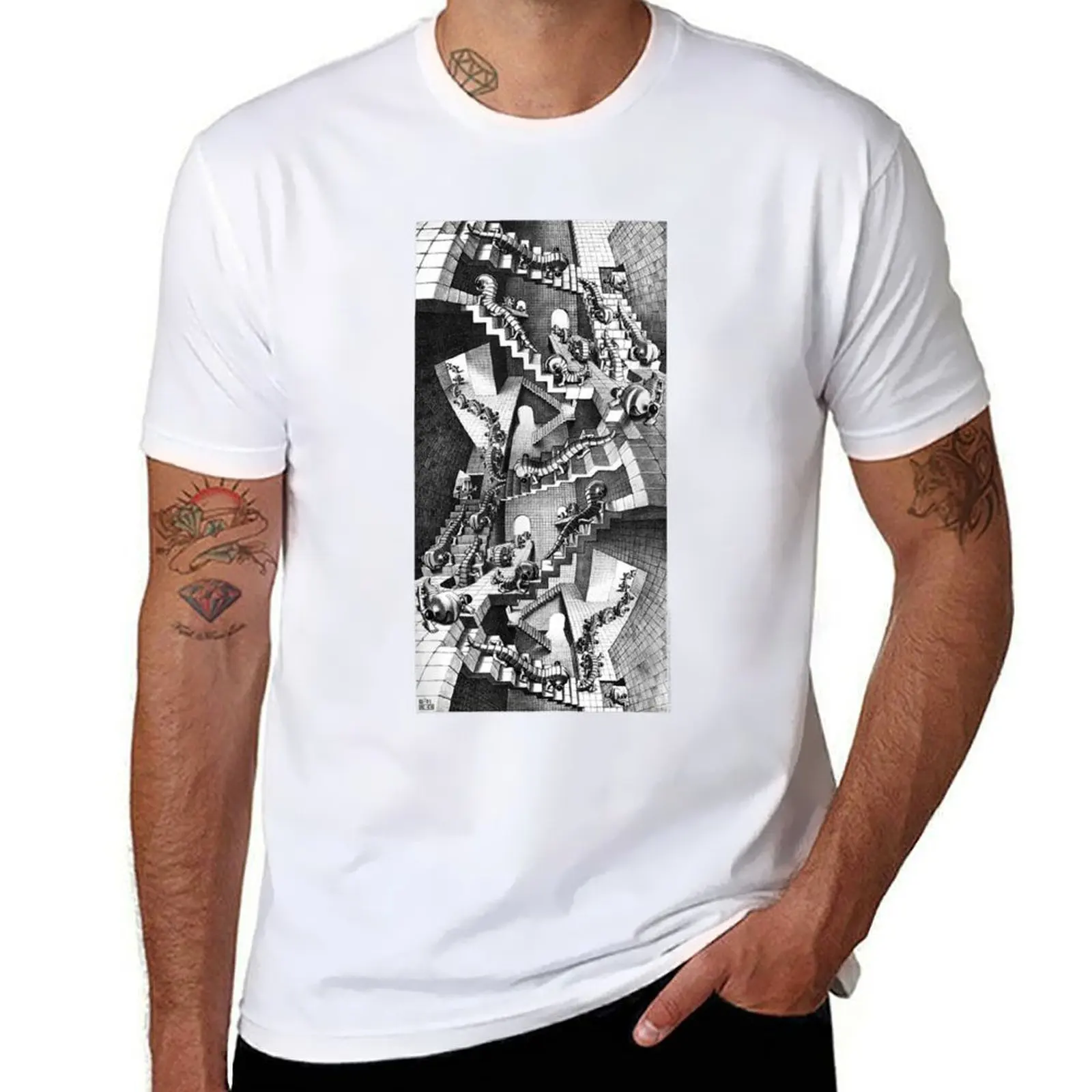 

MC Escher T-Shirt cotton t shirts high quality t shirts for man slim fit T-Shirt
