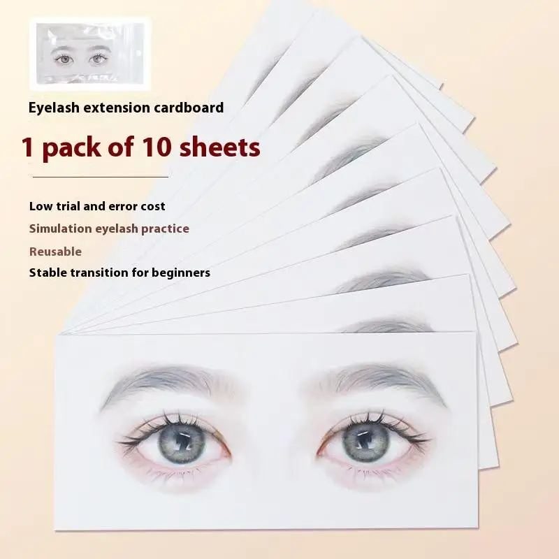10 Stück Übungskarten für falsche Wimpern – Anfänger-Wimpernkartendiagramm, wiederverwendbares Trainingsgerät für simulierte Wimpernverlängerung