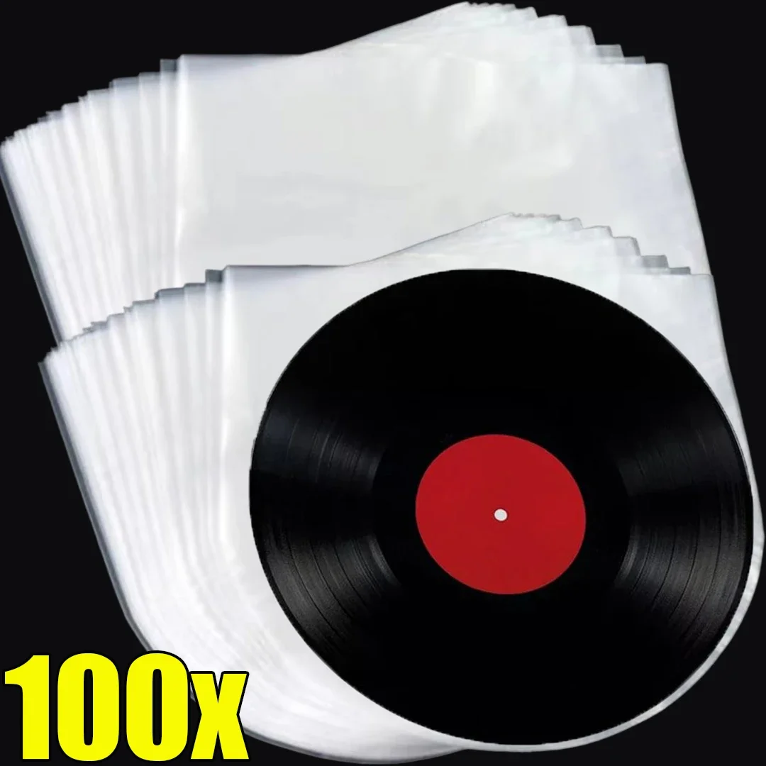 100/10PCS Vinyl Record Protective Bag LP Record Dust Plastic Bags Anti-Static Record Sleeves Waterproof Clear Cover Container