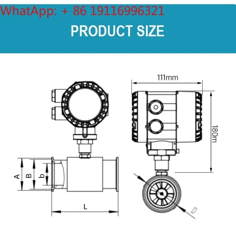 1PCS RS485 Ss316L Ss304 liquid fu-el water flange/fixture/threaded turbine flowmeter with LCD display