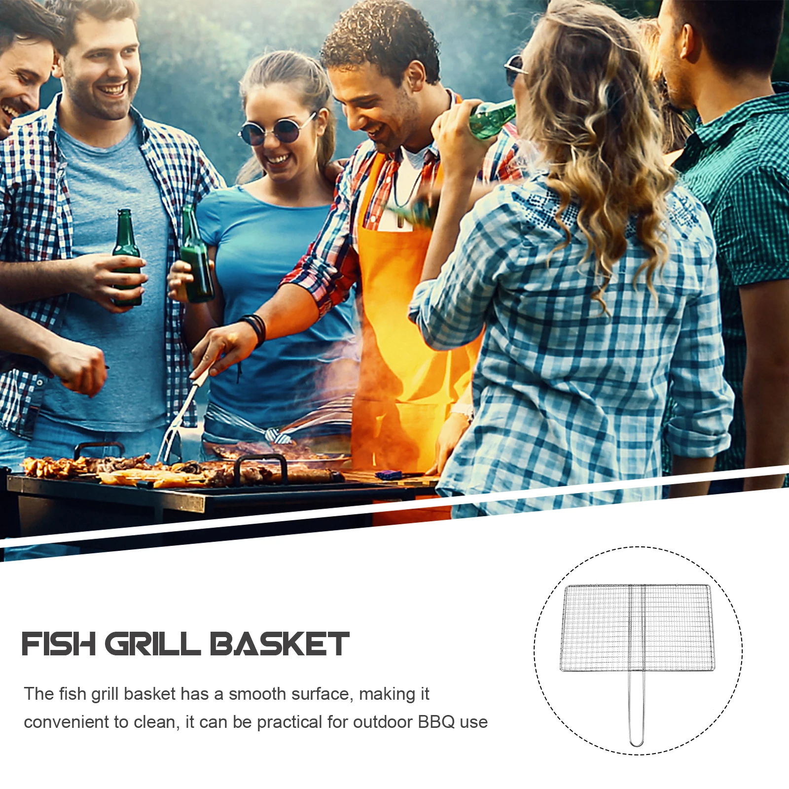 

Stainless Steel Fish Grill Basket Non-Stick Bbq Mesh Rack For Grilling Fish Steak Vegetables Outdoor Camping Picnic