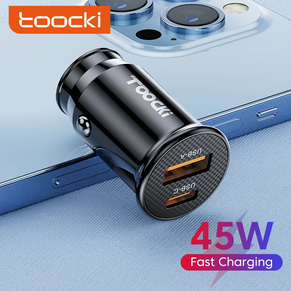 Toocki 45W PD Car Charger USB C Charger 15.5W Fast Charging Mobile Phone Charger For iPhone 14 13 Pro Max Huawei Samsung Xiaomi