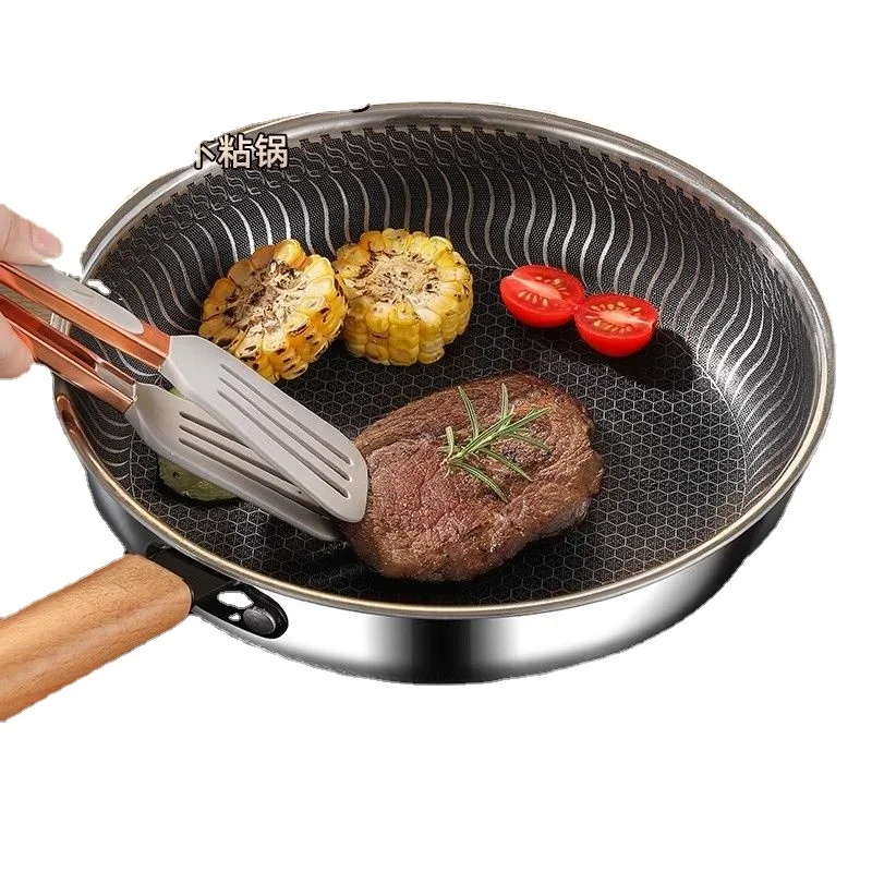 316L Stainless Steel Honeycomb Non-stick Frying Pan Pan Pancake Fried Egg Steak Induction Cooker for Household Frying Pan