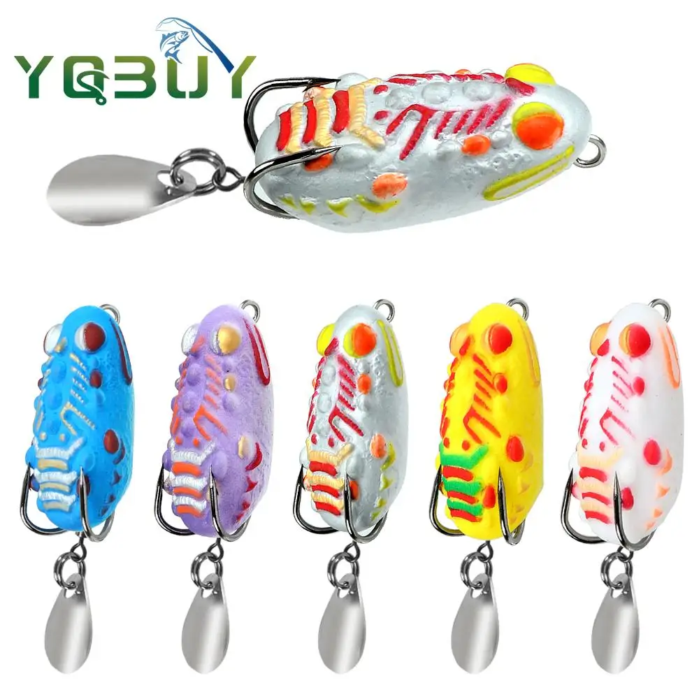 Fishing Lure 4cm/4.8g Soft Frog Mini Soft Lure Double Hooks Top Water Ray Frog Artificial Bait