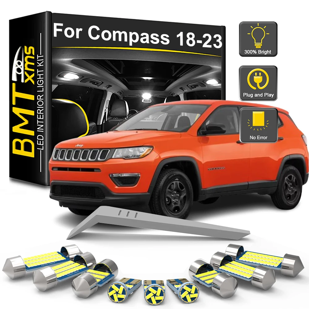 

BMTxms 14Pcs Car LED Interior Light Bulb For Jeep Compass 2018 2019 2020 2021 2022 2023 Car Accessories Canbus Indoor Trunk Lamp