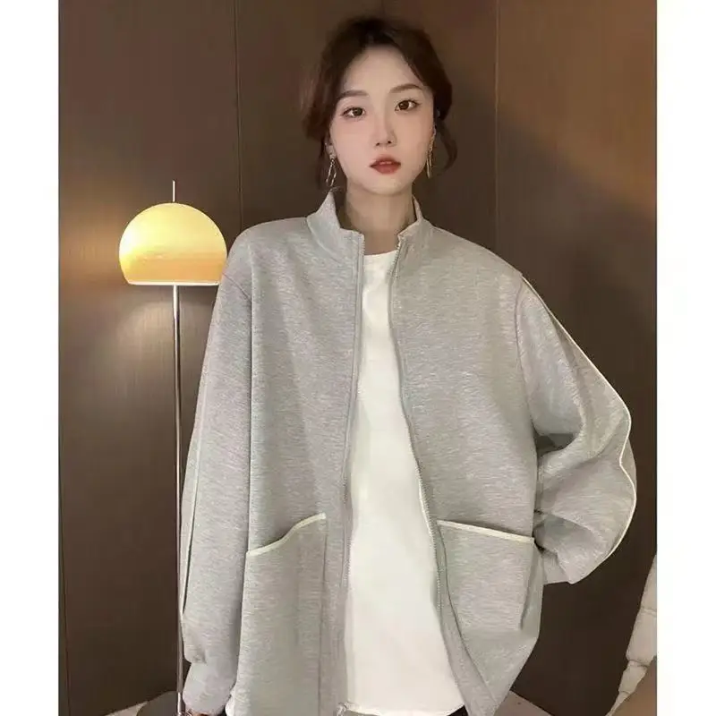 Felpe da donna Top manica lunga cerniera invernale tendenza abbigliamento semplice unisex girocollo modello Harajuku coppia punk rock da donna