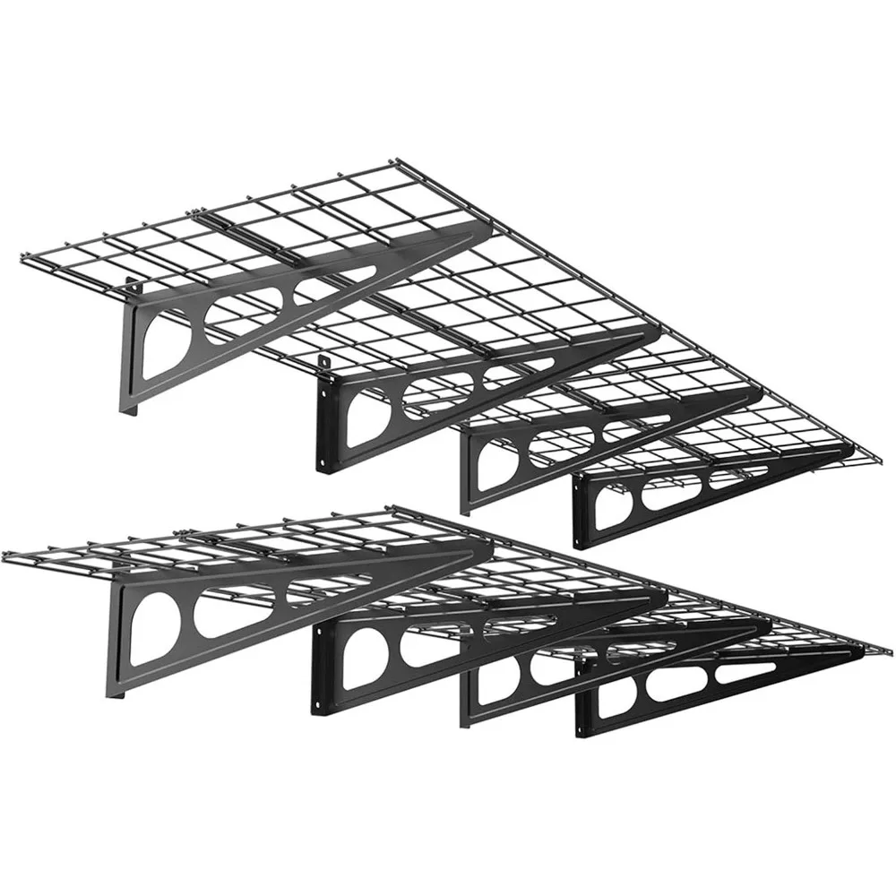 2 팩 차고 선반, 24 인치 x 72 인치 벽 선반, 차고 보관 랙, 플로팅 선반, 블랙