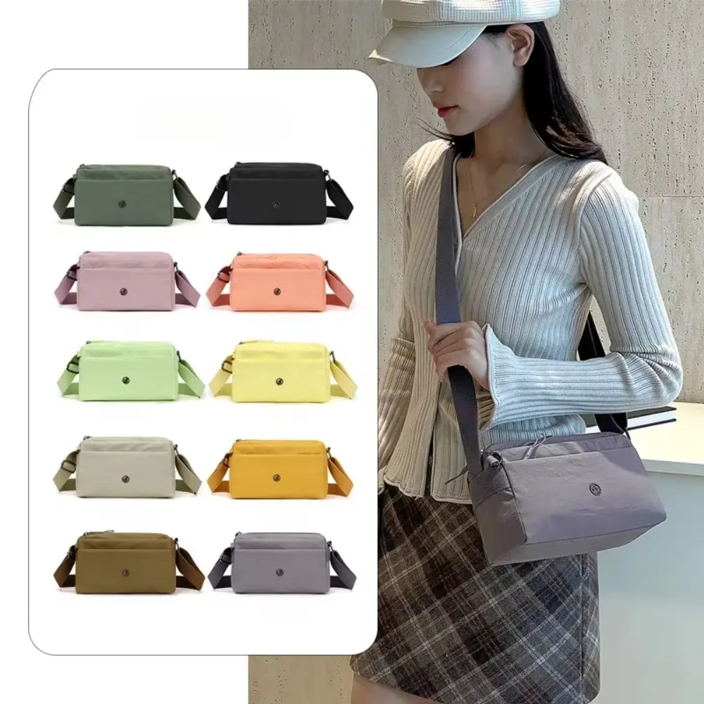 

Large Capacity Nylon Cloth Messenger Bag Multi-layer Korean Style Crossbody Square Bag Waterproof Solid Color
