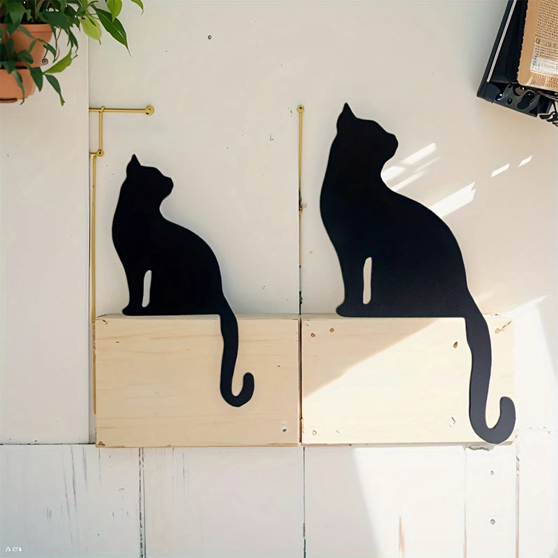 New Cute Felt Black Cat Sitting Door Corner Sign Hanging Ornament Funny Wall Doors Frame Decor Halloween Party Home Decoration