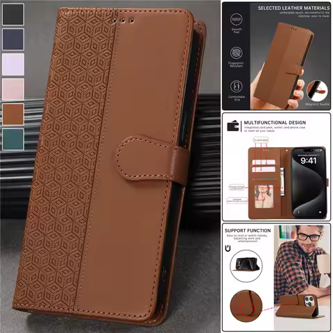 Luxury Leather Wallet Card Phone Case for Samsung Galaxy S25 S24 Ultra S23 Plus S22 S21 S20 FE S10 Note 20 Flip Stand Cover Bag