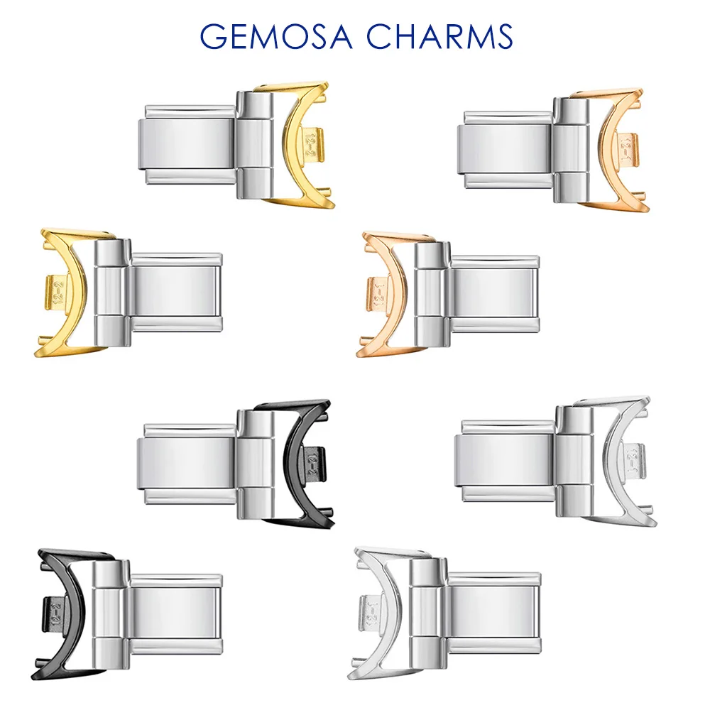 GEMOSA Adapter for Smart Watch 12mm Strap Connector Italian Charm Link Fit 9mm Stainless Steel Bracelet Accessories DIY Jewelry