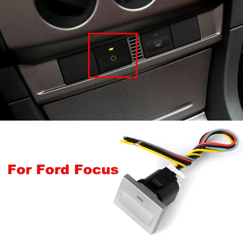 

Silver Car LED DRL BSM fog light Power supply Radar Rearview mirror heat Steering wheel heat Switch Button For Ford Focus