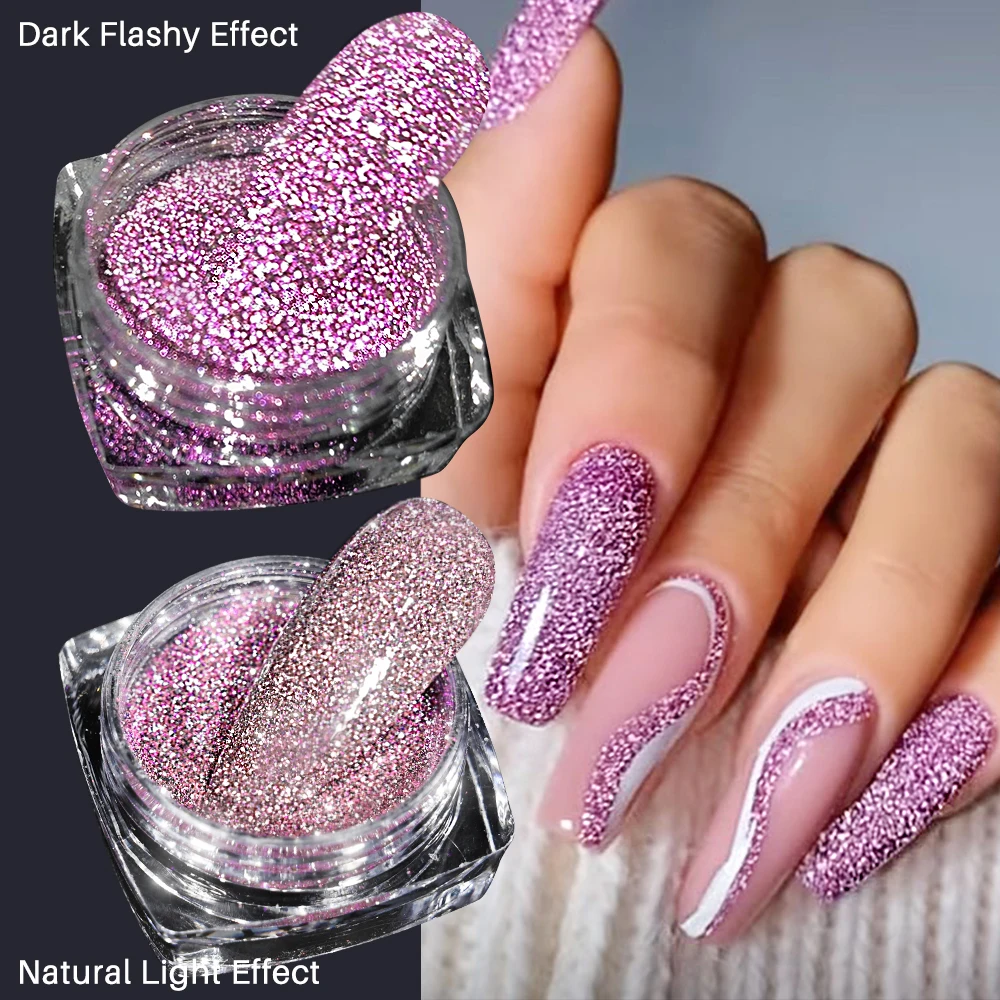 1Pc Champagne Diamond Glitter Powder Nail Art Chrome Pigment Sparkly Glitter Diamond Decor Manicure Holographic Chrome Powder