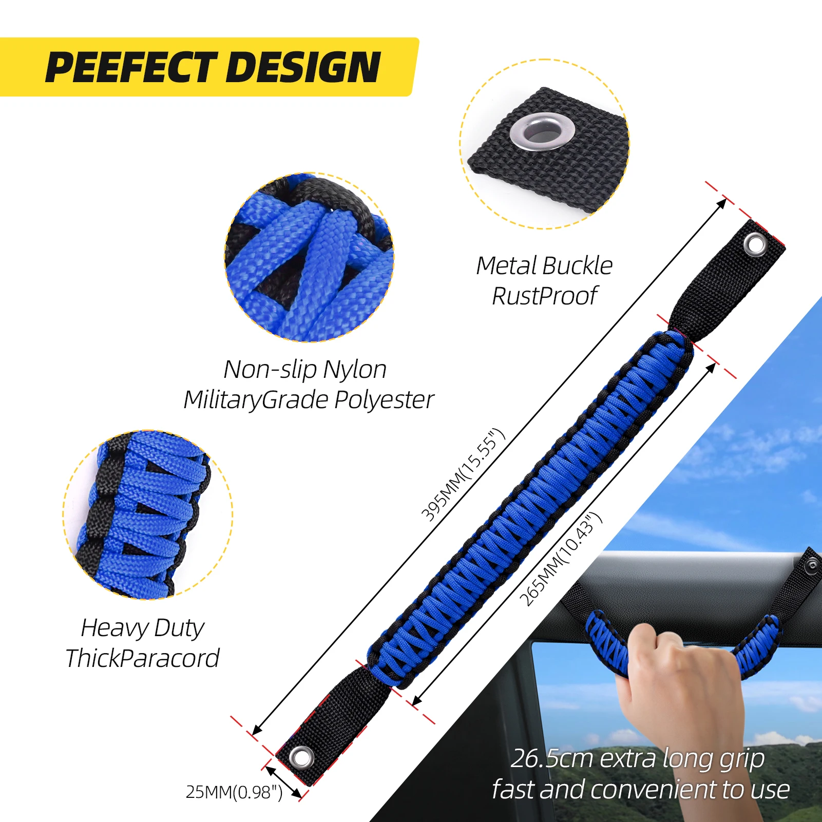 MUGE-مقبض سقف السيارة حبل المقبض عمود لف المقبض لفورد برونكو 2021-2024 الملحقات الداخلية BAG107