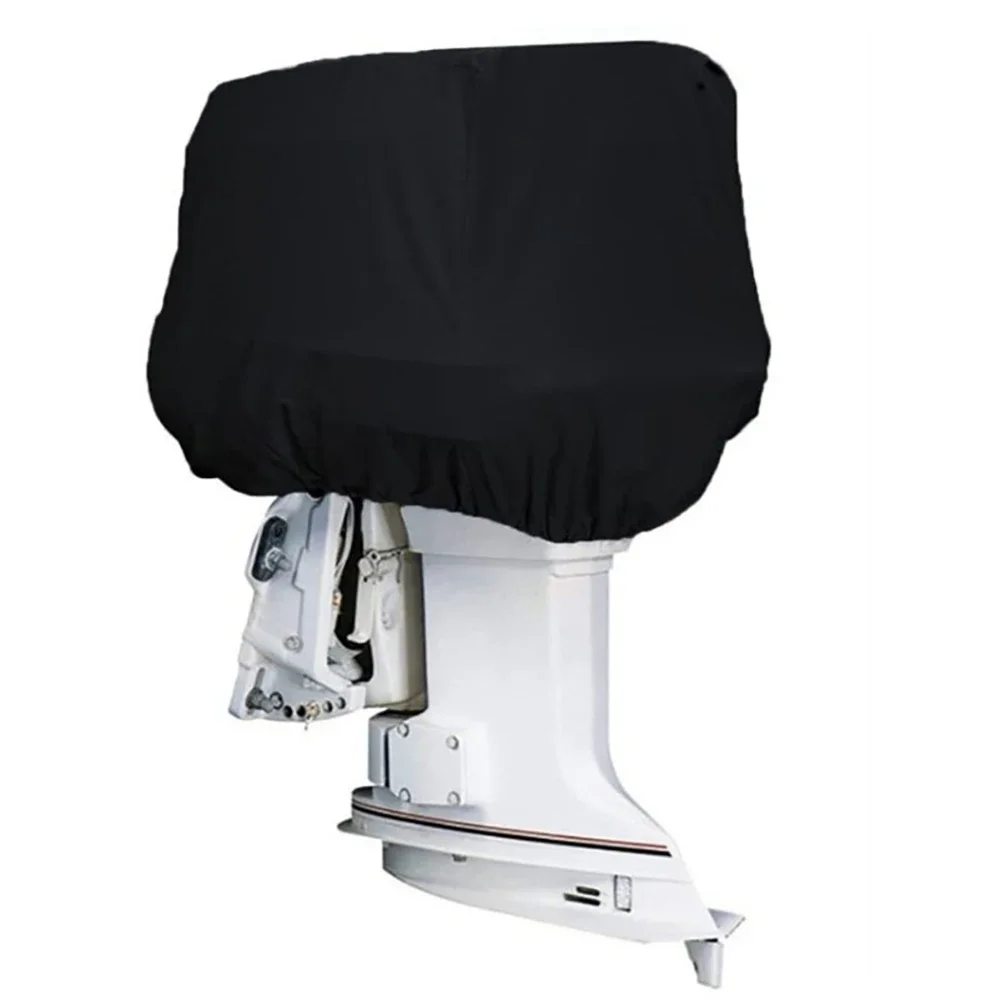 15-250HP Full Outboard Motor Engine Boat Cover 210D Waterproof Anti-scratch Heavy Duty Engine Protector Motor Black Boat Fabric