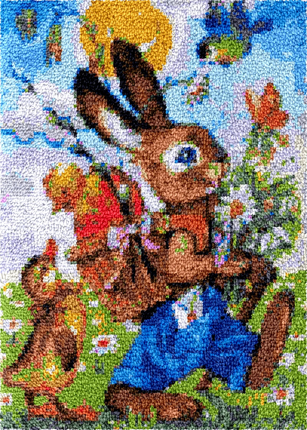 Rabbit and Duck Smyrna latch hook rugs kits carpet embroidery set plastic canvas making bag beginner crafts grid haken hobby