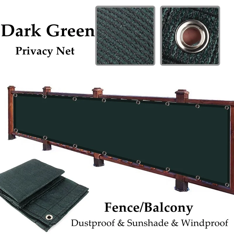 Dark Green HDPE Balcony Privacy Net Fence Shielding Anti-UV Windproof Apartment Balcony Protection Terrace Shelter Privacy Net