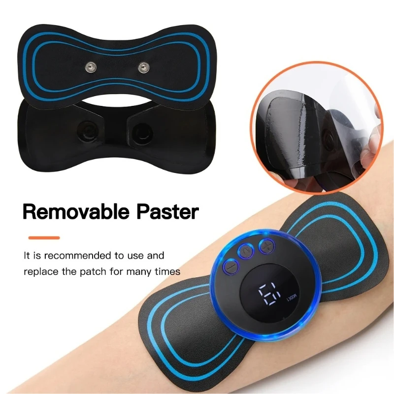 Neck Mini Electric Lcd Massage Ems 8 Body Relief Patch Mode Massager Rechargeable Portable 1pc Back Display Pain Muscles Relax